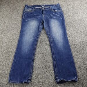 Amethyst Jeans Womens 20 Dark Blue Denim Mid Rise Flare Western Stretch Fade Y2K